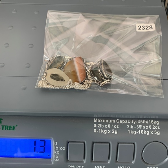 2328 Chic Silver and Brown Gemstone Necklace - Picture 7 of 7